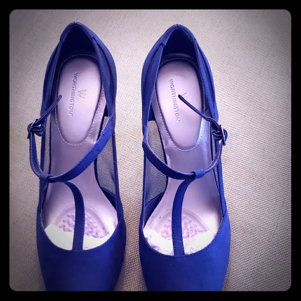 Ladies Worthington Navy Blue Mesh side Platform